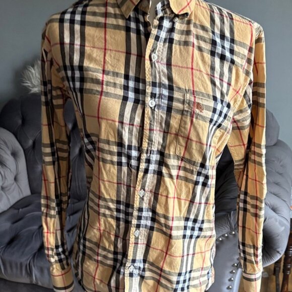 Burberry Beige and Black Checkered Shirt - Picture 2 of 5